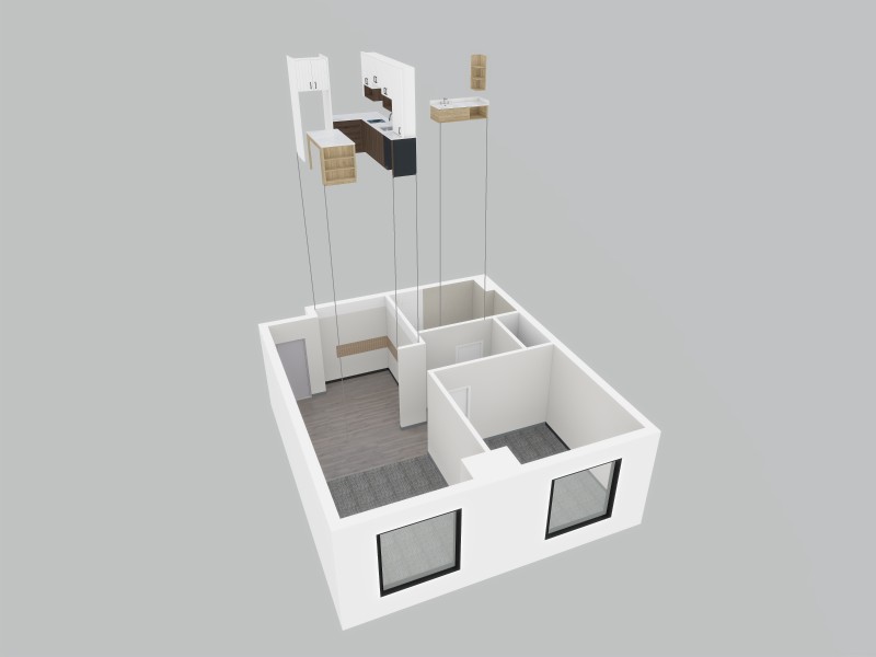 Taupe Scheme Rendering (1 Bedroom King)